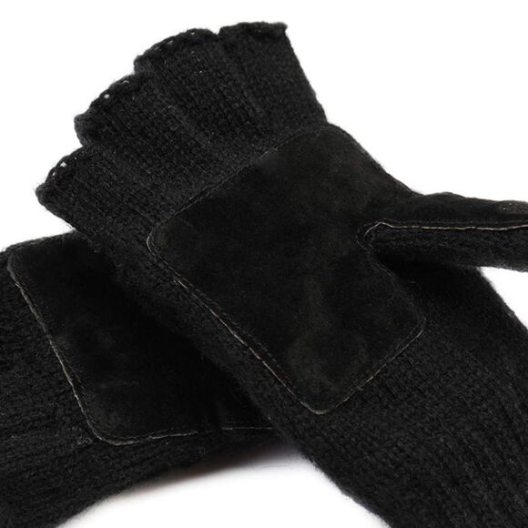 Thinsulate Thermal Insulation Fingerless Wool Mittens In Black - Picture 3 of 6